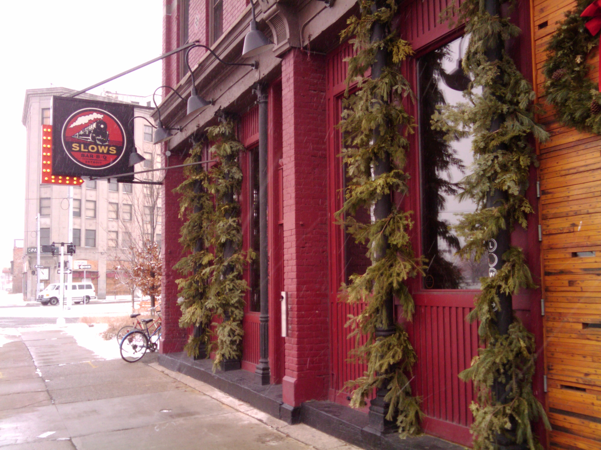 Outside of Slows Bar-B-Q in Detroit.