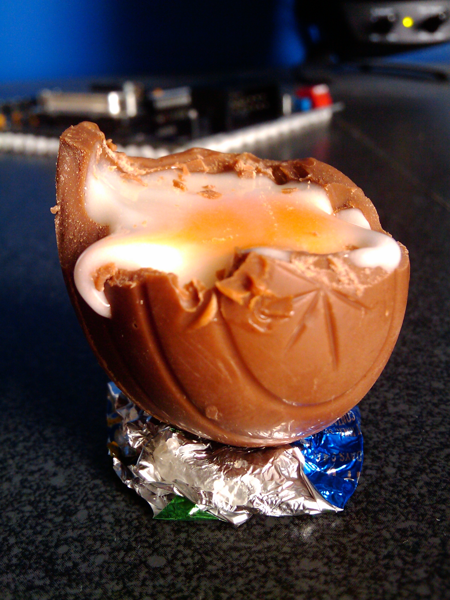 When eating a Cadbury Creme Egg I make a stand out of the foil so that it can be set down without the gooey inside spilling.