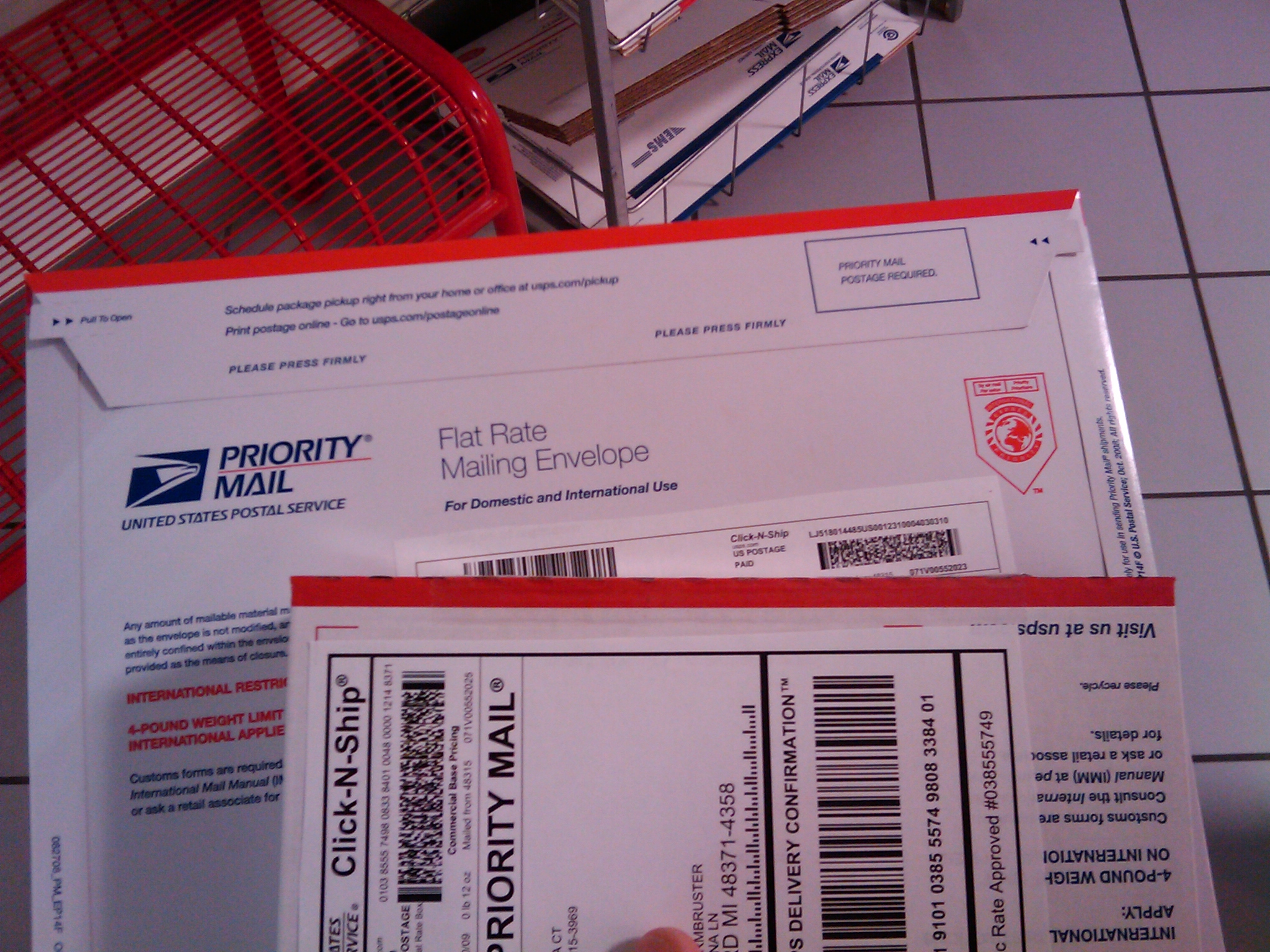 Standing in line, waiting for the Post Office to open, so that I can ship some prepaid SDrive NUXX packages.