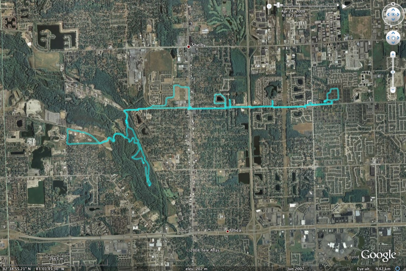 Riding from my house to the trail at River Bends Park, out to Ryan Rd, around the old Nike site, and back home.
