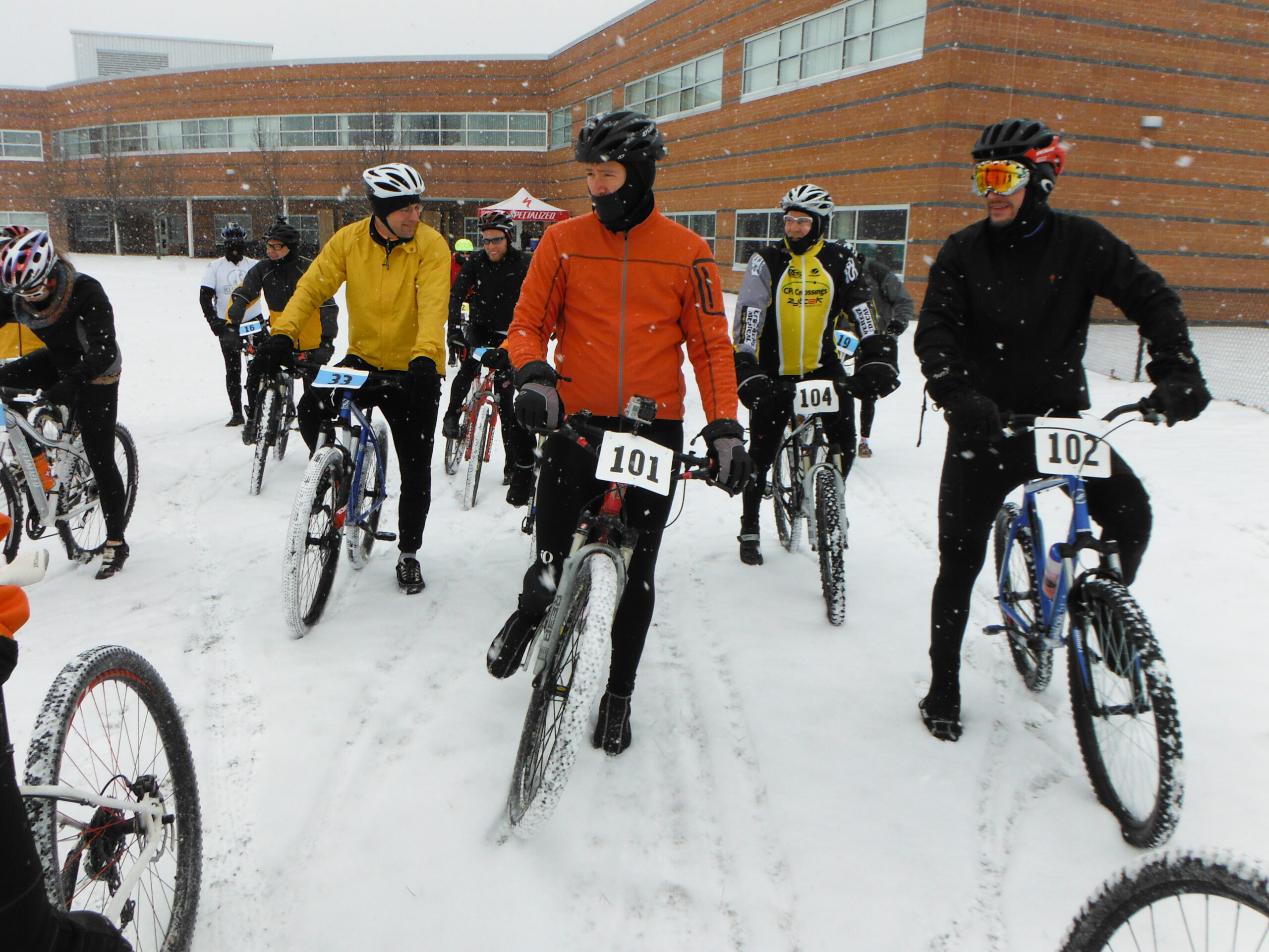 Lining up at the start of the 2013 Lake Orion 6th Annual Winter Race.