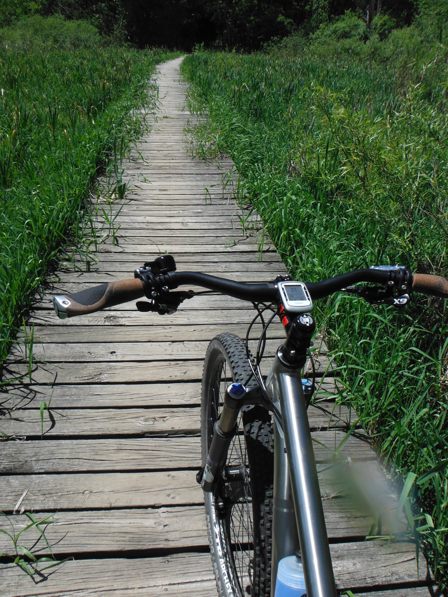 Salsa El Mariachi Ti on one of the boardwalks at Pinckney State Recreation Area during a four-lap ride on Memorial Day weekend.