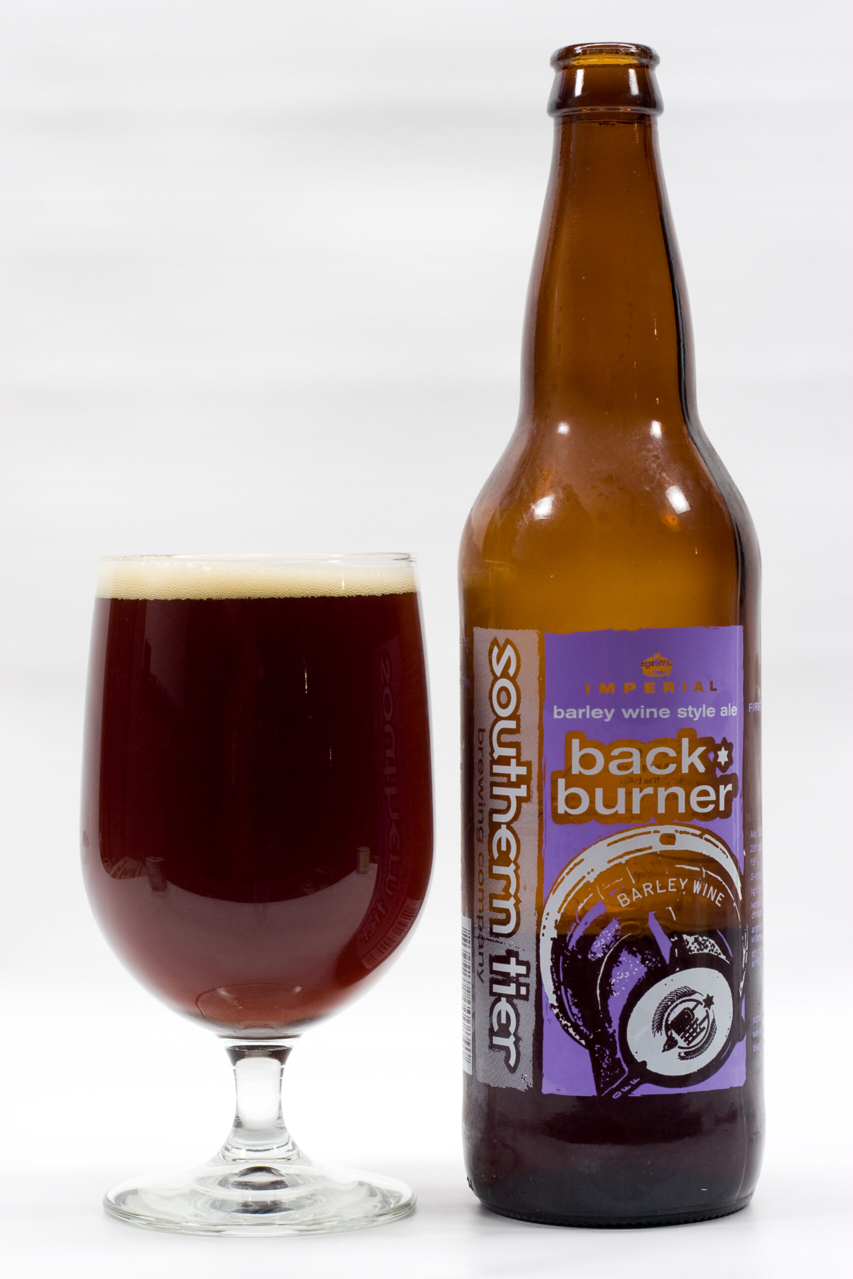 Souther Tier's Back Burner Barley Wine poured into a glass.