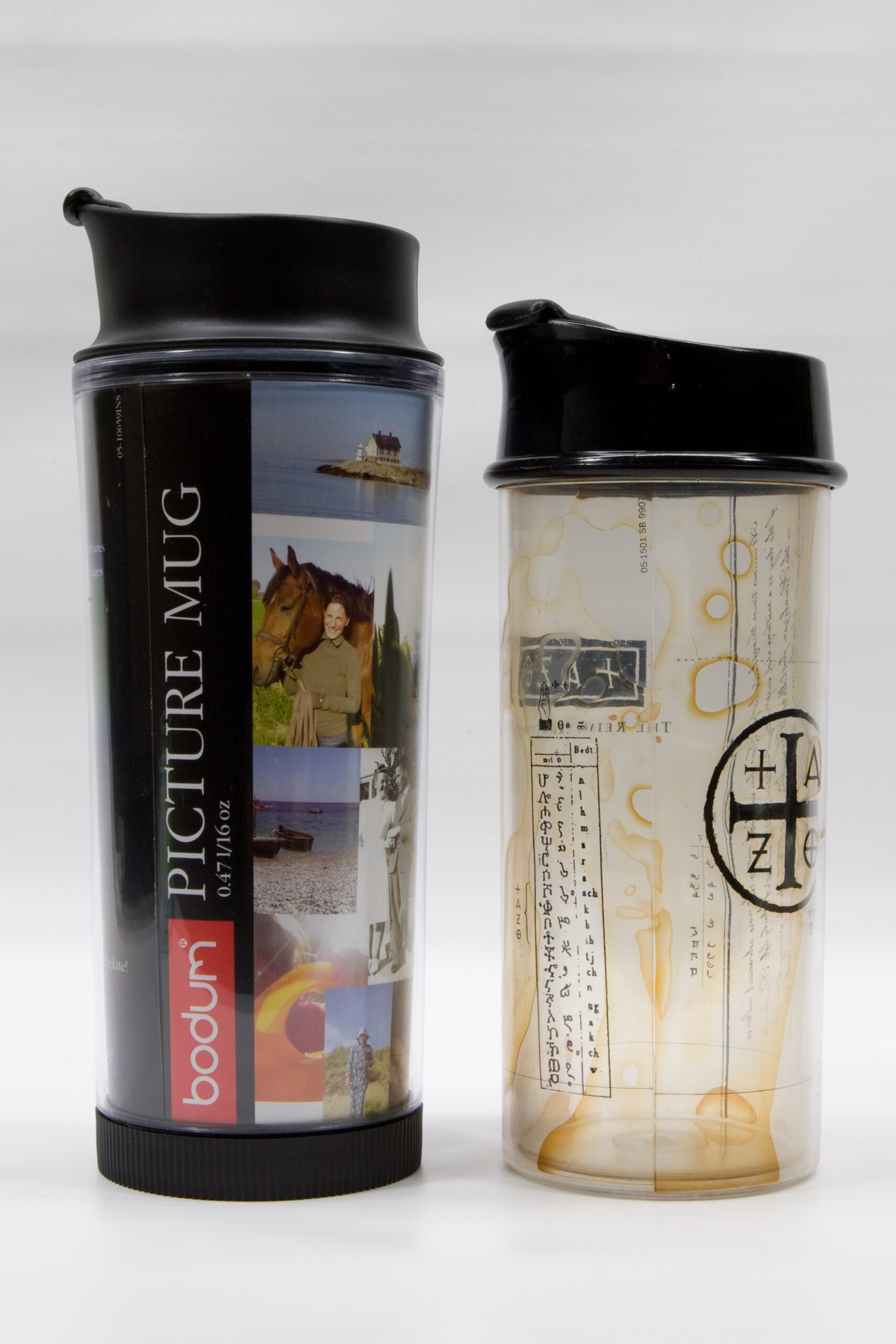 Bodum 16 oz Travel Mug, part number 10659-01B (left) to replace my aging, older Bodum travel mug which has developed leaks between the insulating walls.