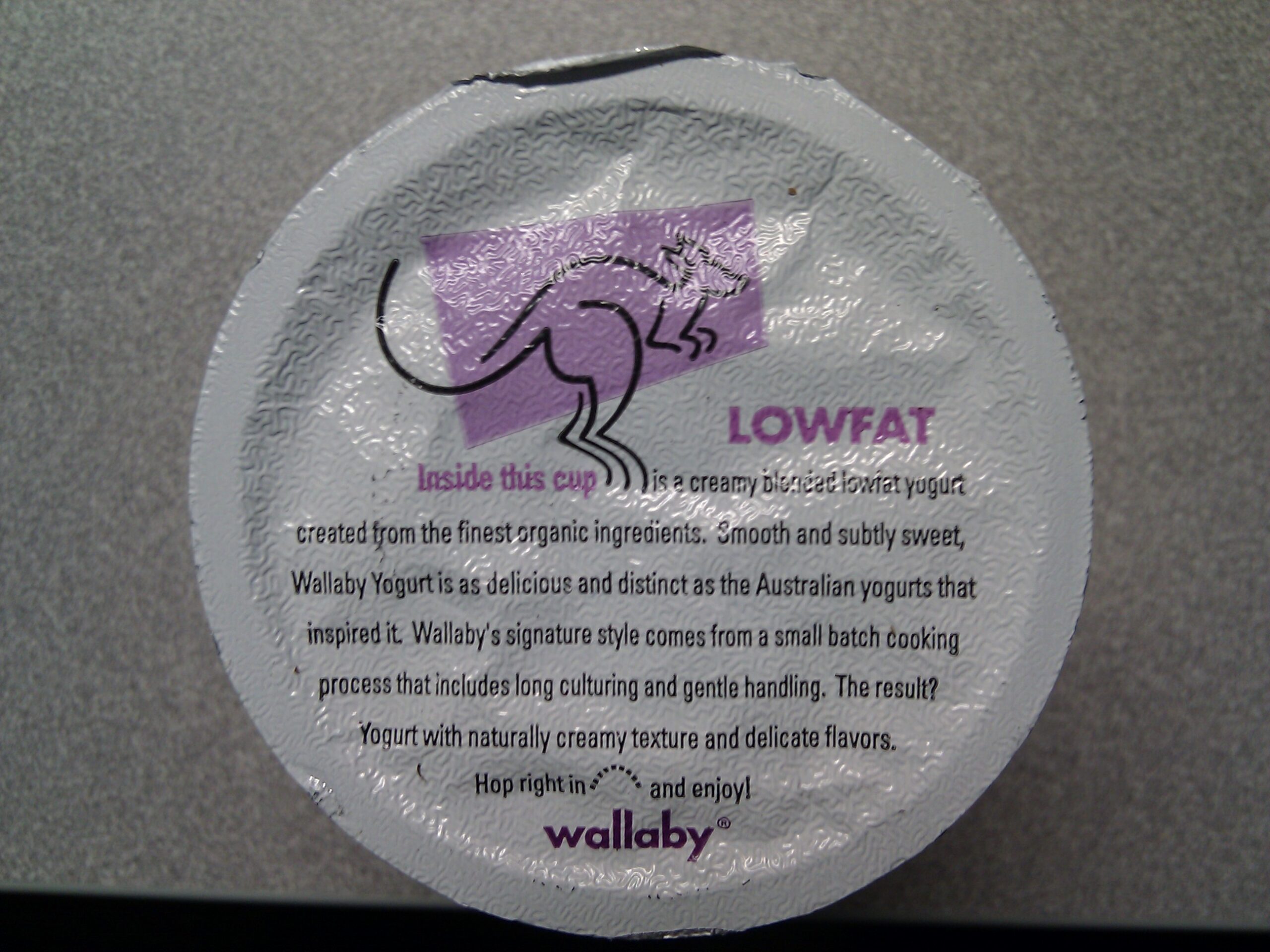 Lid from some Wallaby-brand Australian-style (???) yogurt. It's quite tasty.