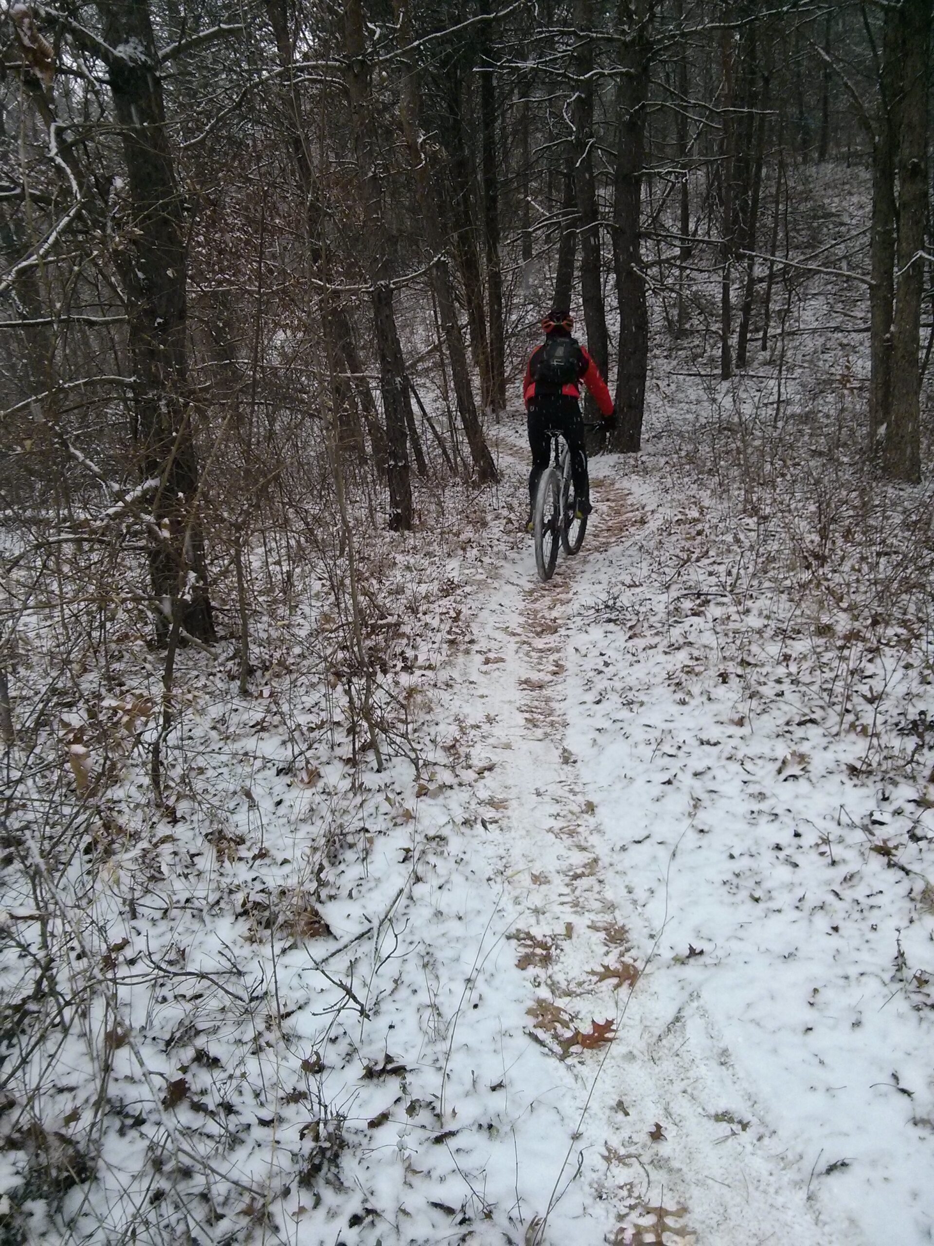Pontiac Lake Recreation Area during Robert Herriman's Thanksgiving Morning Ride (2013) just after the Campground Road crossing. The trail was covered in slick rocks and leaves but incredibly beautiful today.