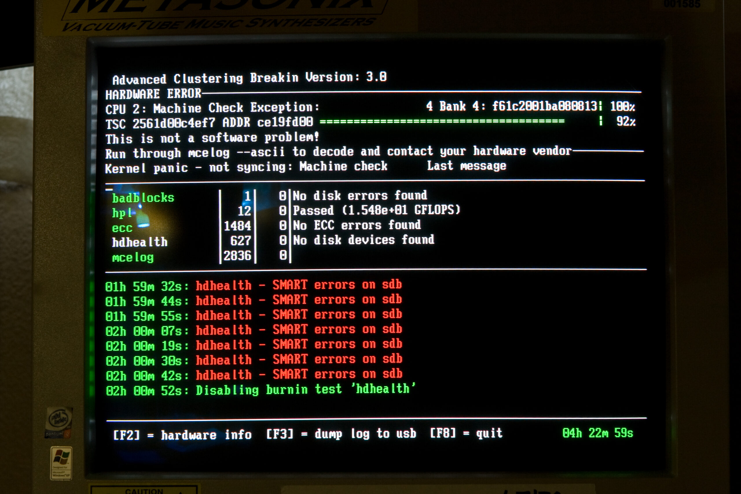 A real, honest, good failure while running Breakin on banstyle.nuxx.net. It points to something being wrong with the second CPU or bank of memory.
