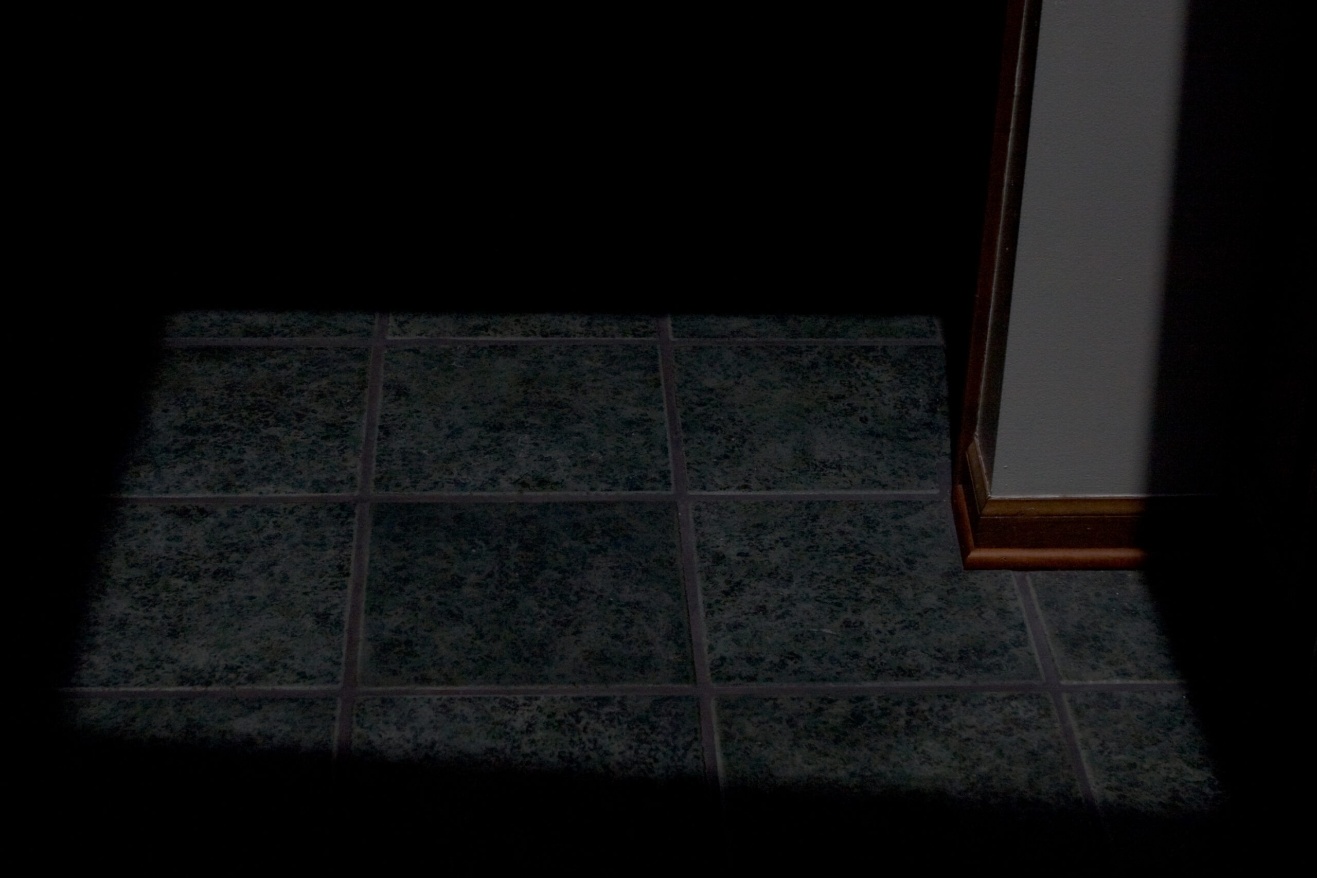 Long exposure photo of the light pattern cast by the moon shining through the skylight in the kitchen.