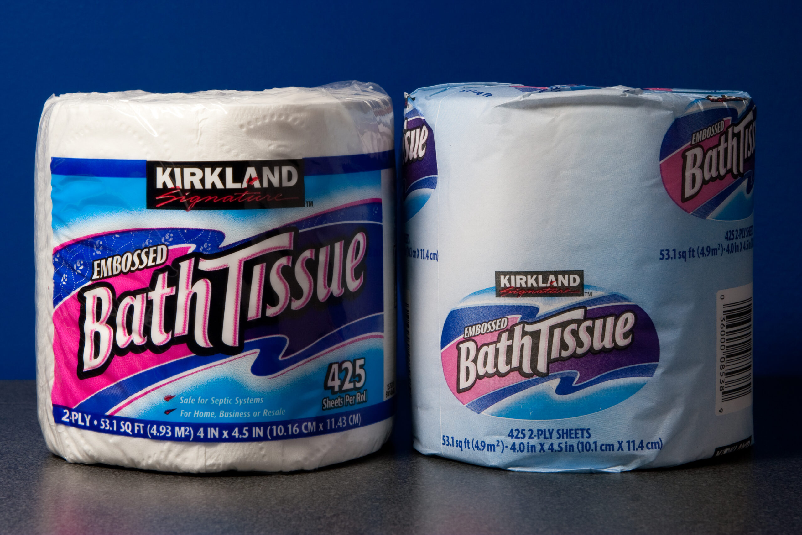 Kirkland (Costco) Bath Tissue (toilet paper / bog roll) now come individually wrapped in plastic. This bothers me.