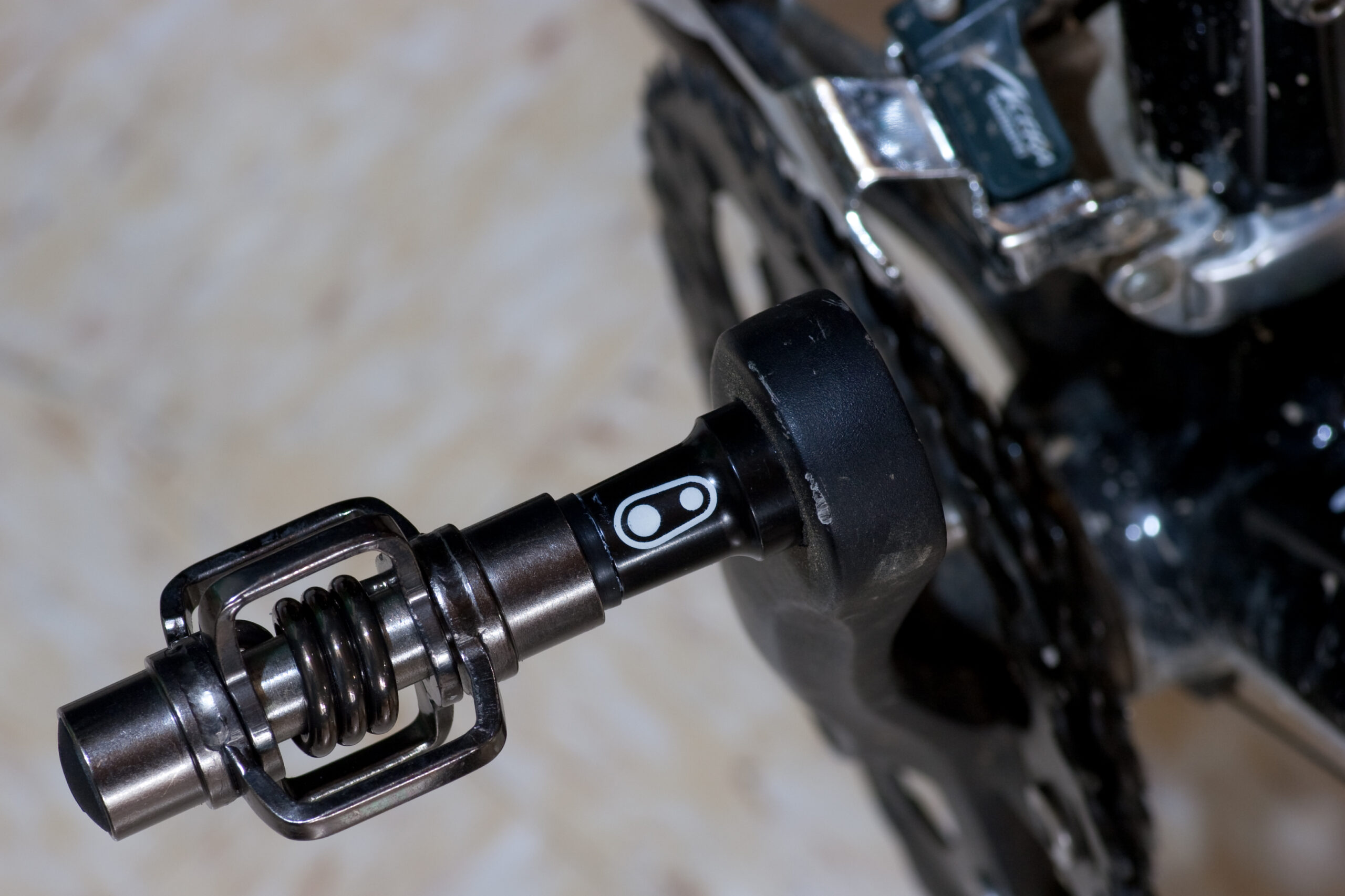 2009 CrankBrothers Eggbeater C pedals in black on my Specialized Rockhopper.
