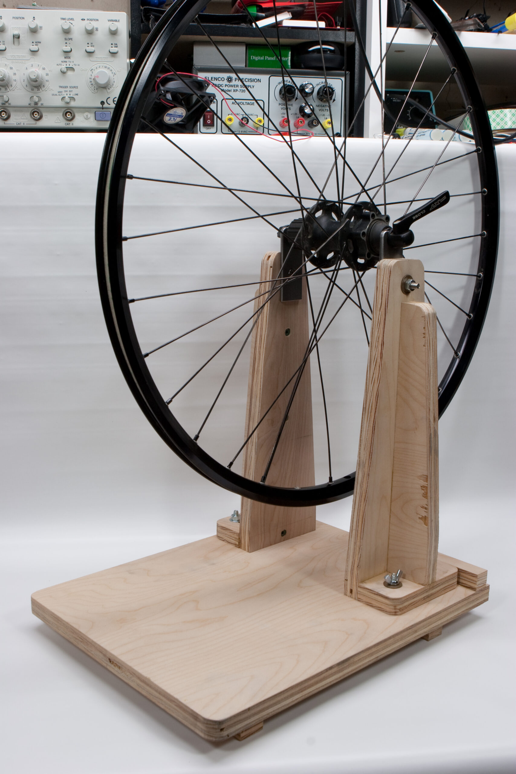 Wheel truing stand based off the design in the Wheelpro Wheelbuilding Book.