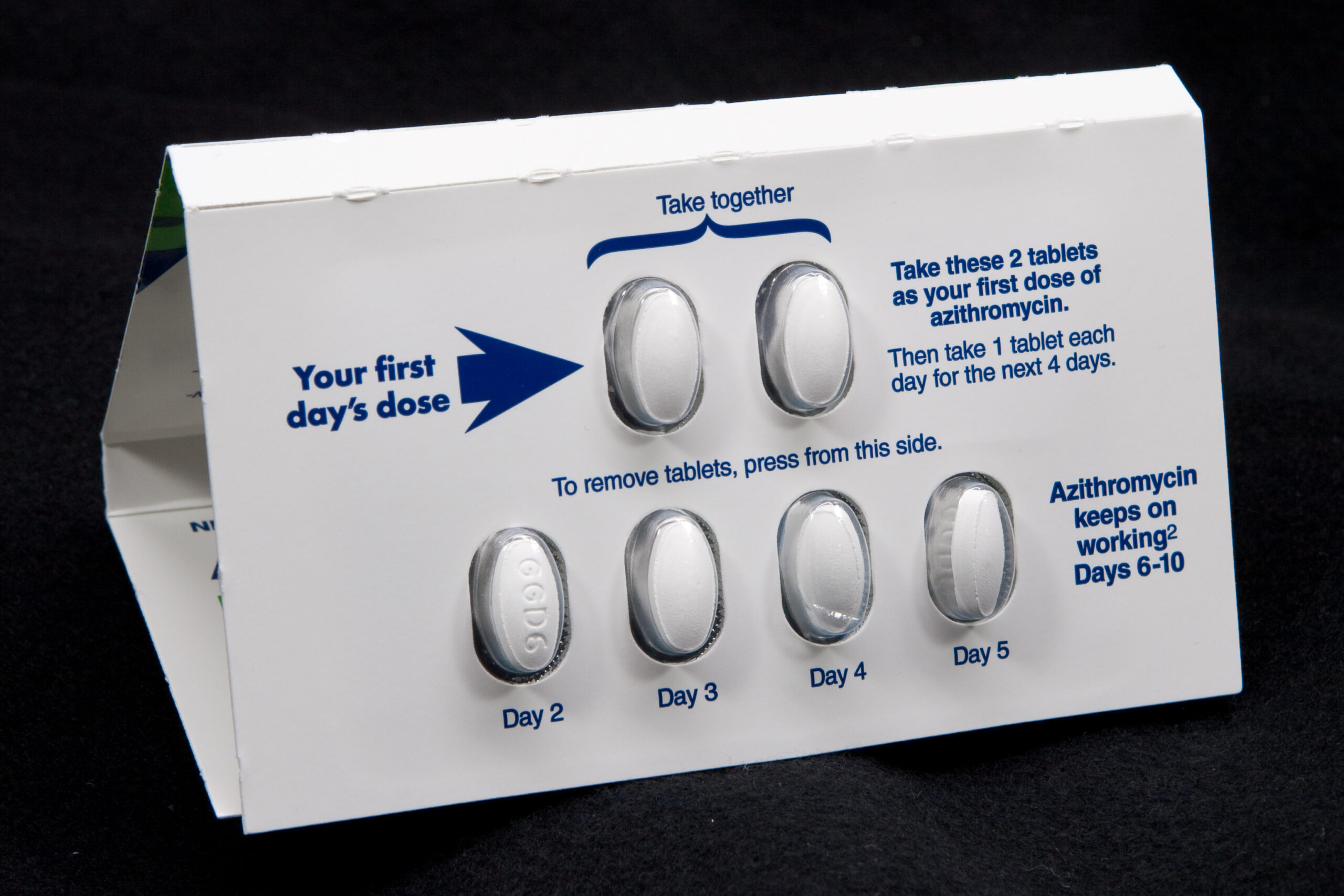 Sandoz Azithromycin tablets. 6 x 250 mg of a rather strong antibiotic. These tend to work well.