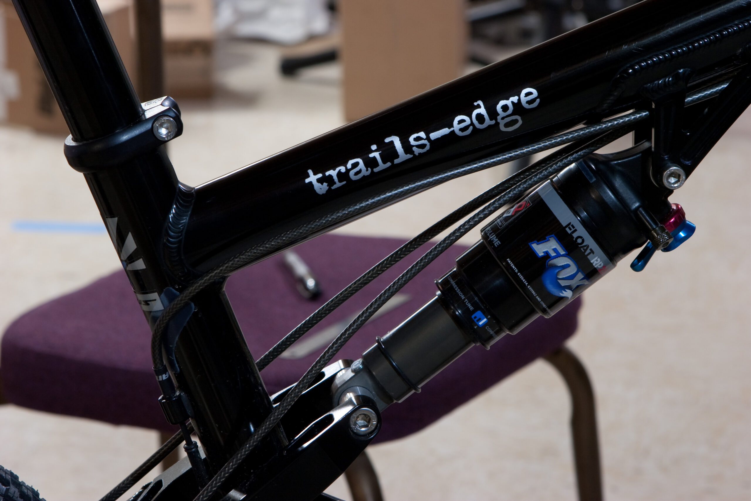Another view of the Trail's Edge logo after removing the blue alignment tape. The vinyl cut logo was made by Dave Cox of DL Graphics.