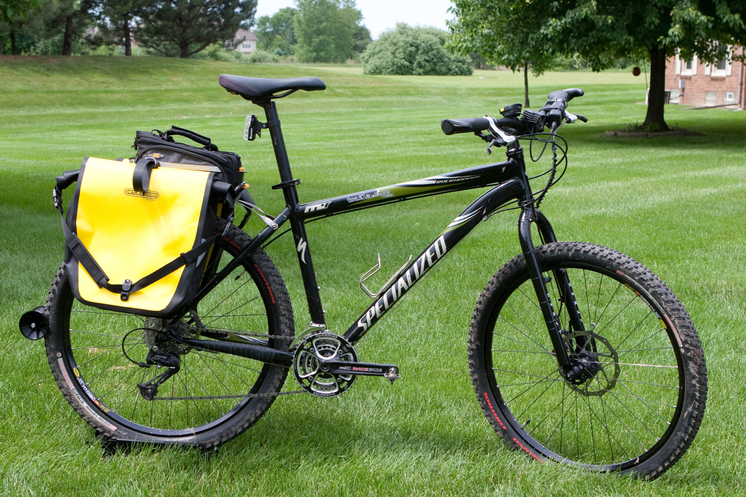 Ortleib Back Roller Classic panniers on my bike, ready for commuting to work, grocery store runs, etc.