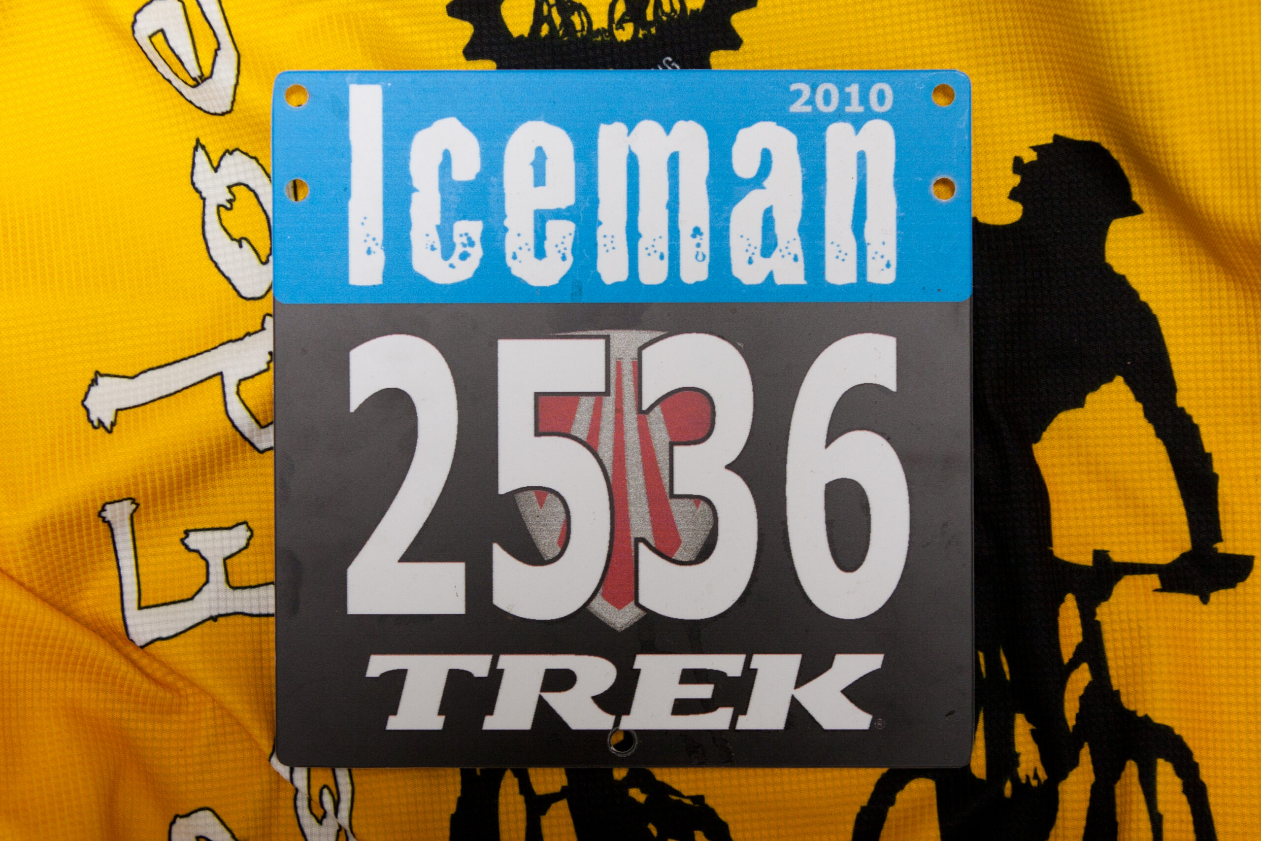 Number plate 2536, which was on my bike for the 2010 Iceman Cometh Challenge race. I started in wave 28 at 10:28am and finished in 2:36:01.