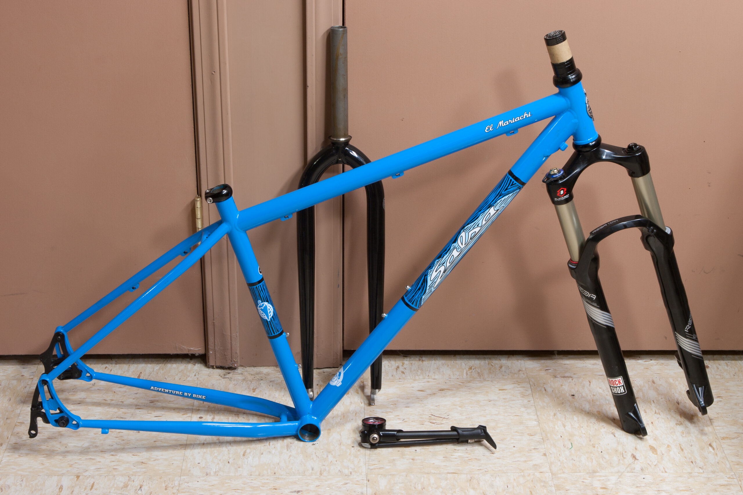Used medium El Mariachi frame, Rock Shox Reba Team fork, Salsa CroMoto Grande 29'er, and Cane Creek 100 headset purchased via the MMBA forum for $650.