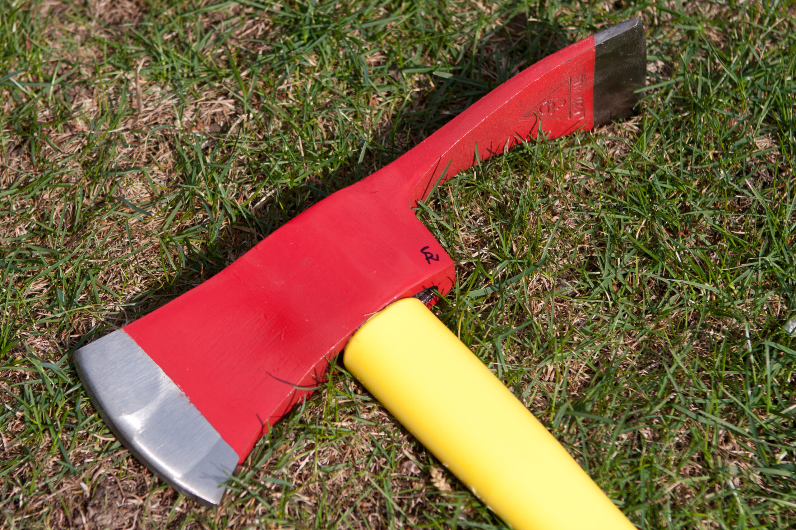 Head of a Nupla PA375-LESG Pulaski Axe with my initials written on it.