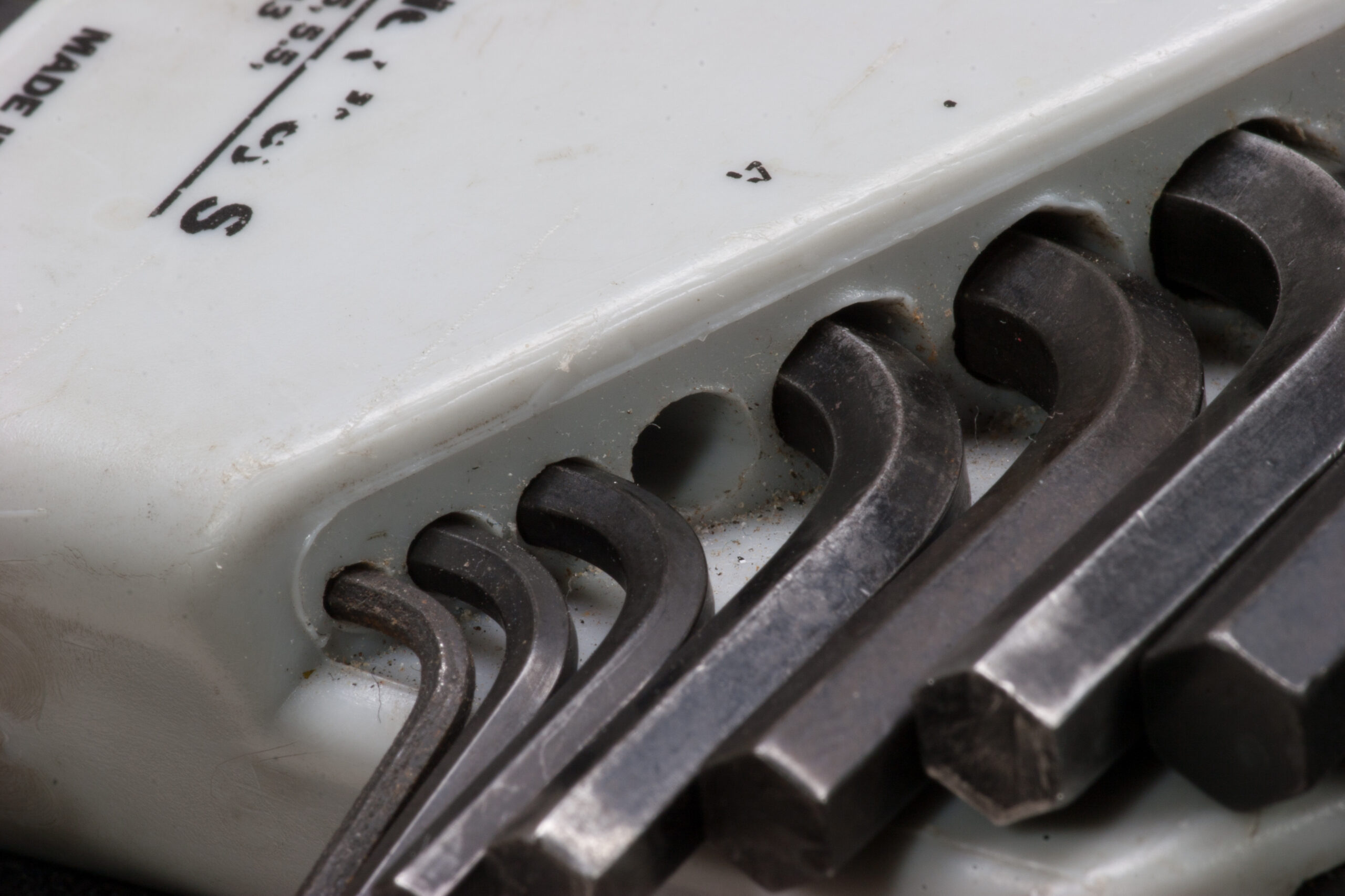 Missing 3mm Craftsman ball end hex wrench, likely lost in either the parking lots of River Bends or Stony Creek.