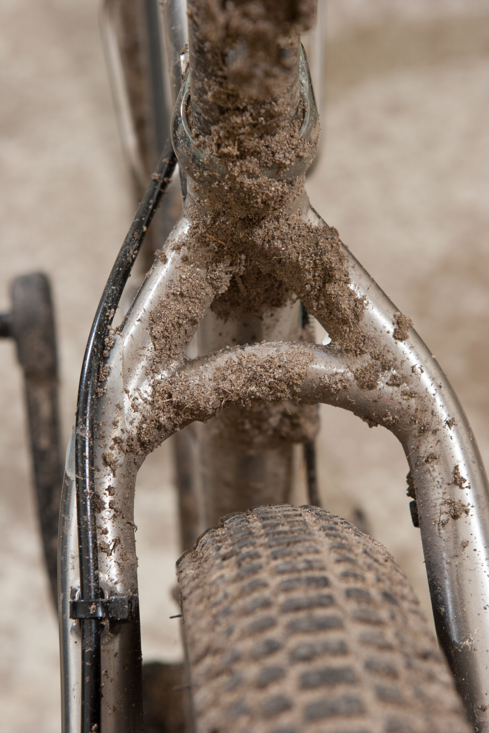 Sand dried on the frame a week after the 2013 Iceman Cometh Challenge.