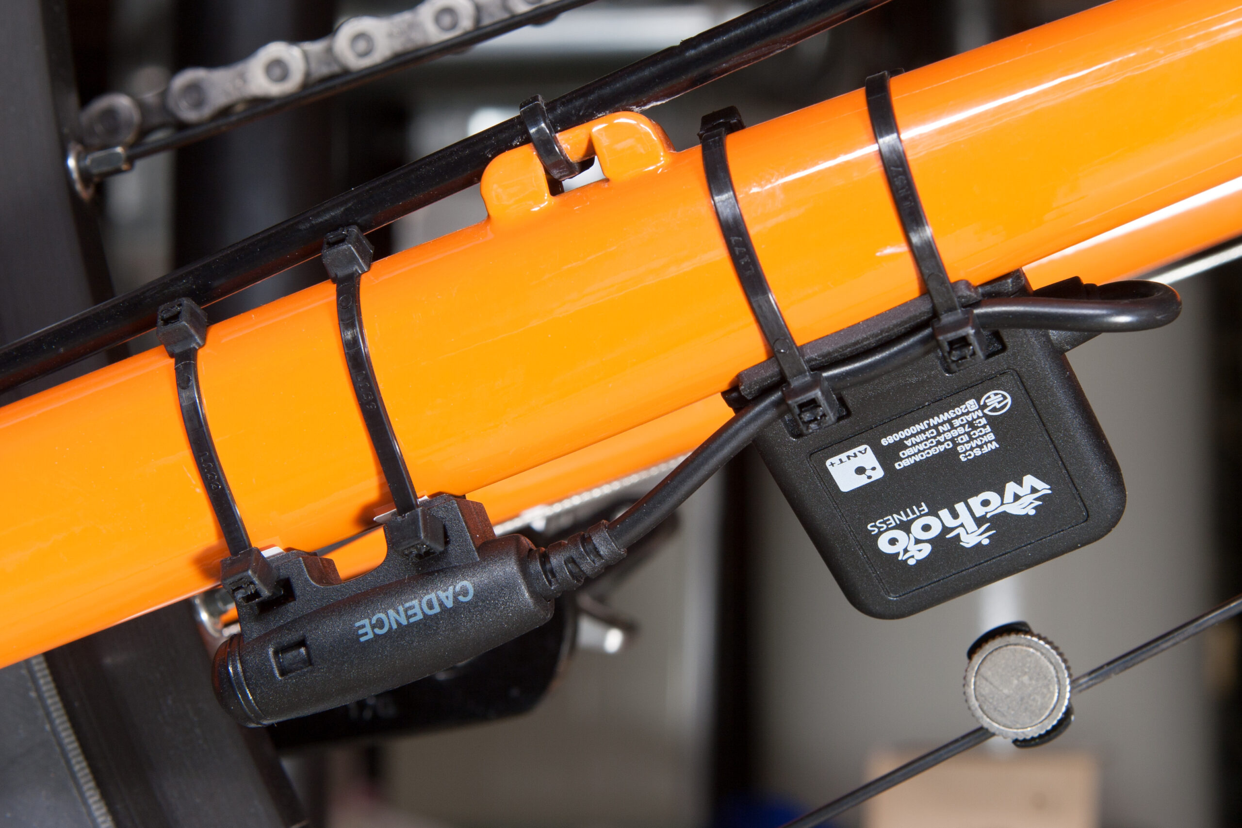 Wahoo Cycling Speed/Cadence Sensor on the Salsa Vaya to avoid the cable housing on top of the chainstay. Being ANT+ this connects nicely to Garmin GPS units.