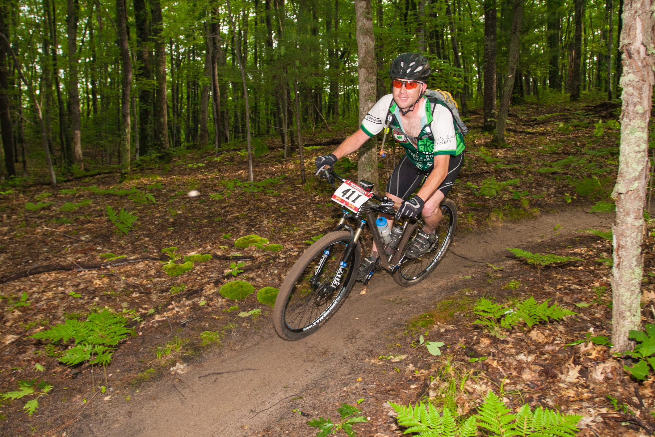 Riding along the trail at the 2014 Lumberjack 100, somewhere on the first lap. Photo by Jack Kunnen.