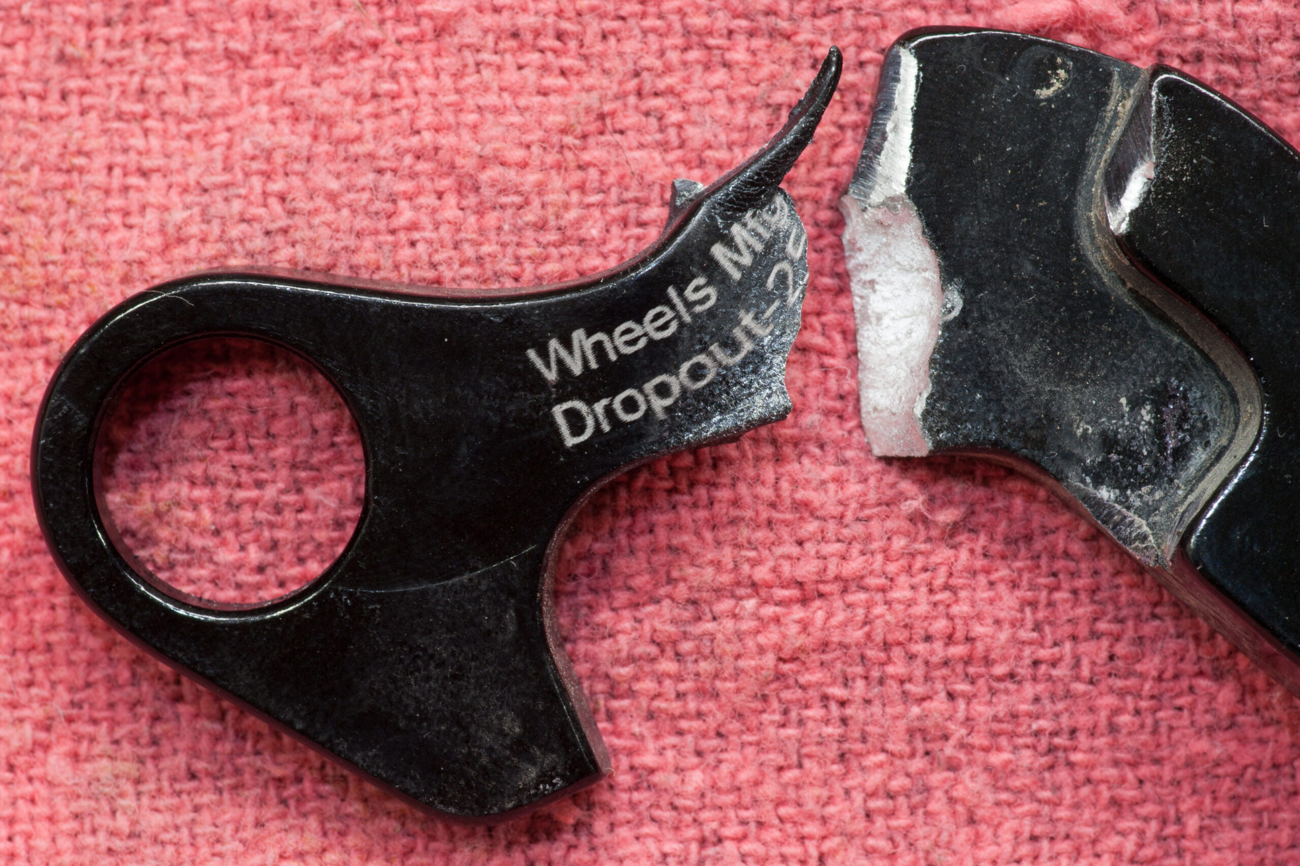 Broken derailleur hanger likely caused by picking up a stick in Bald Mountain Recreation Area.