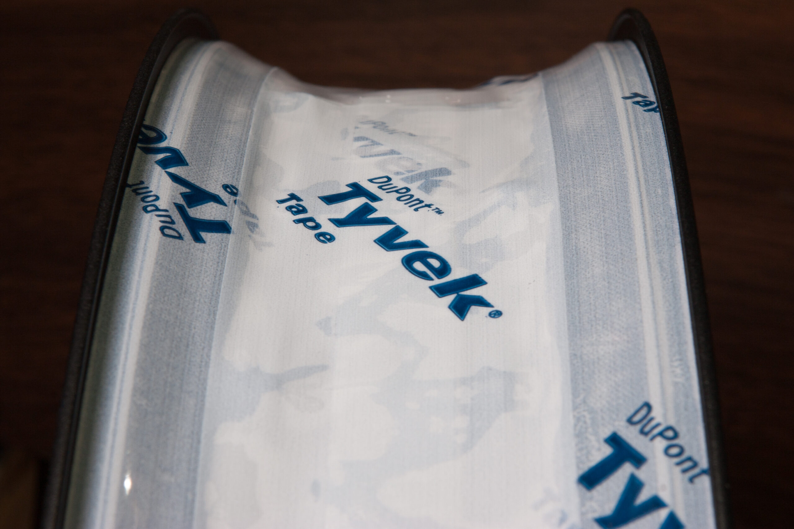 Another view of the Tyvek tape in the rim, before pressing it down by fitting a tube and tire.