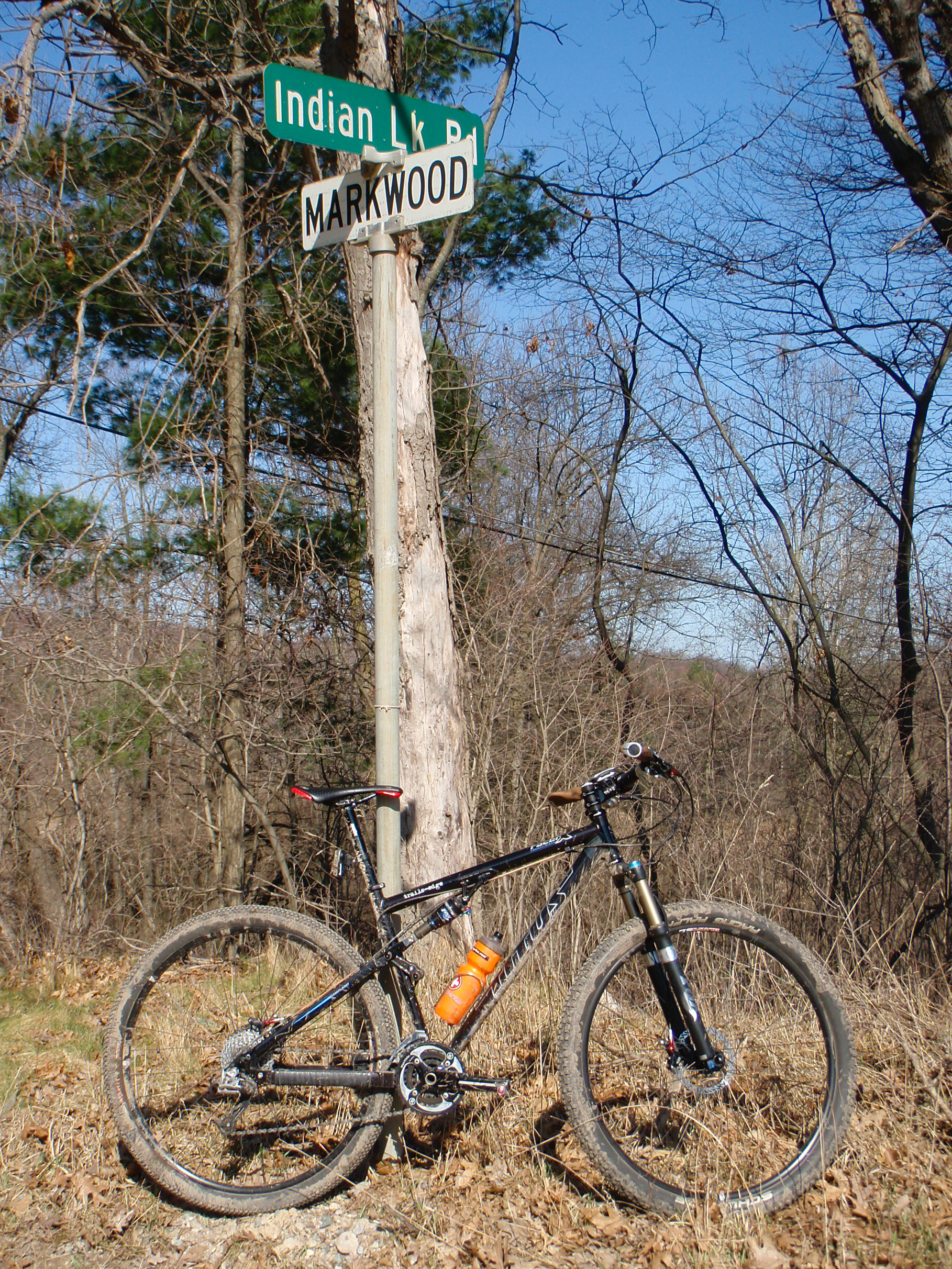 At the intersection of Markwood and Indian Lake Roads, 40 miles into today's ride.