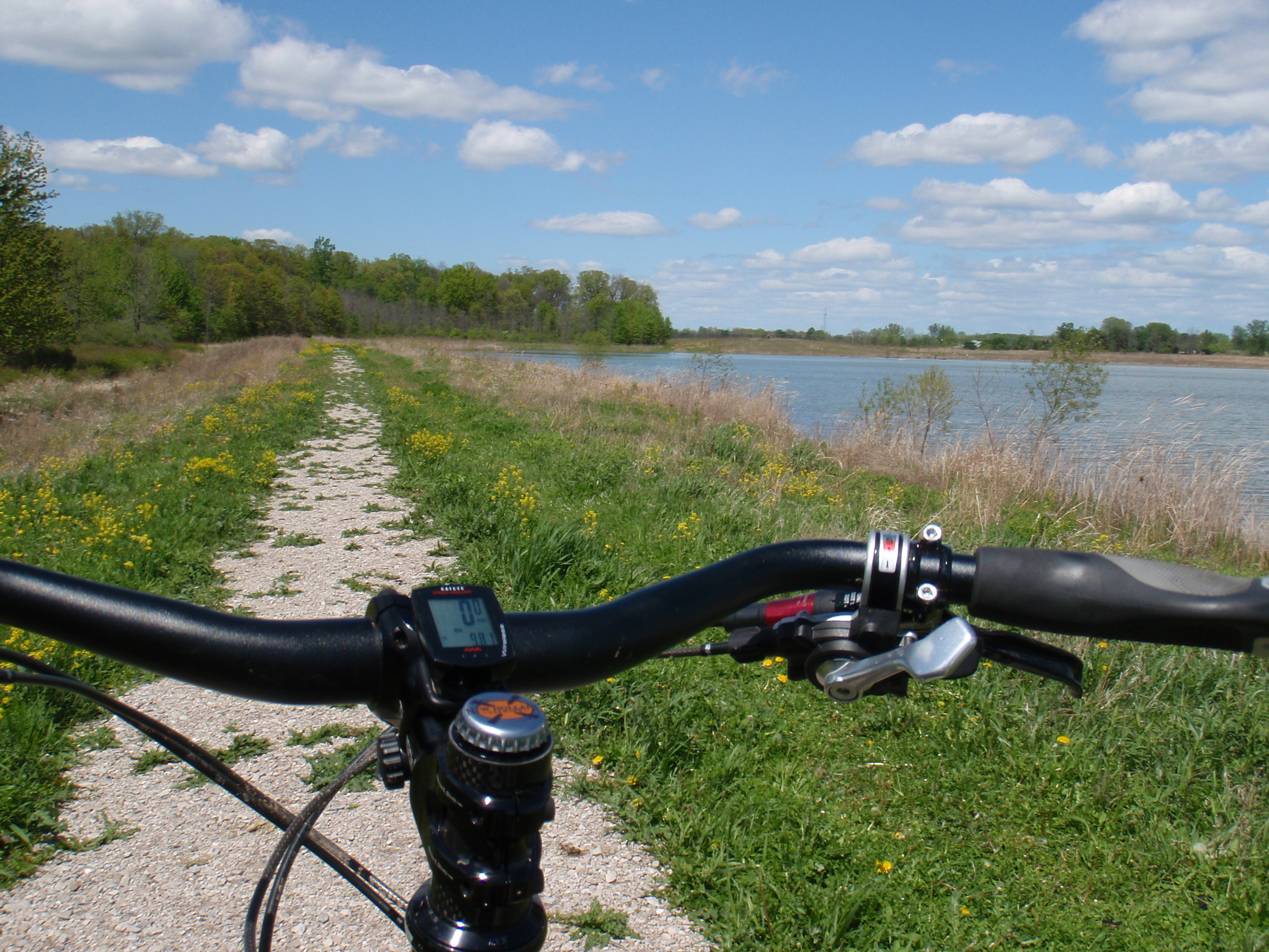 The Titus' handlebars while standing in W. C. Wetzel State Recreation Area. This is a boring place to ride a bike.
