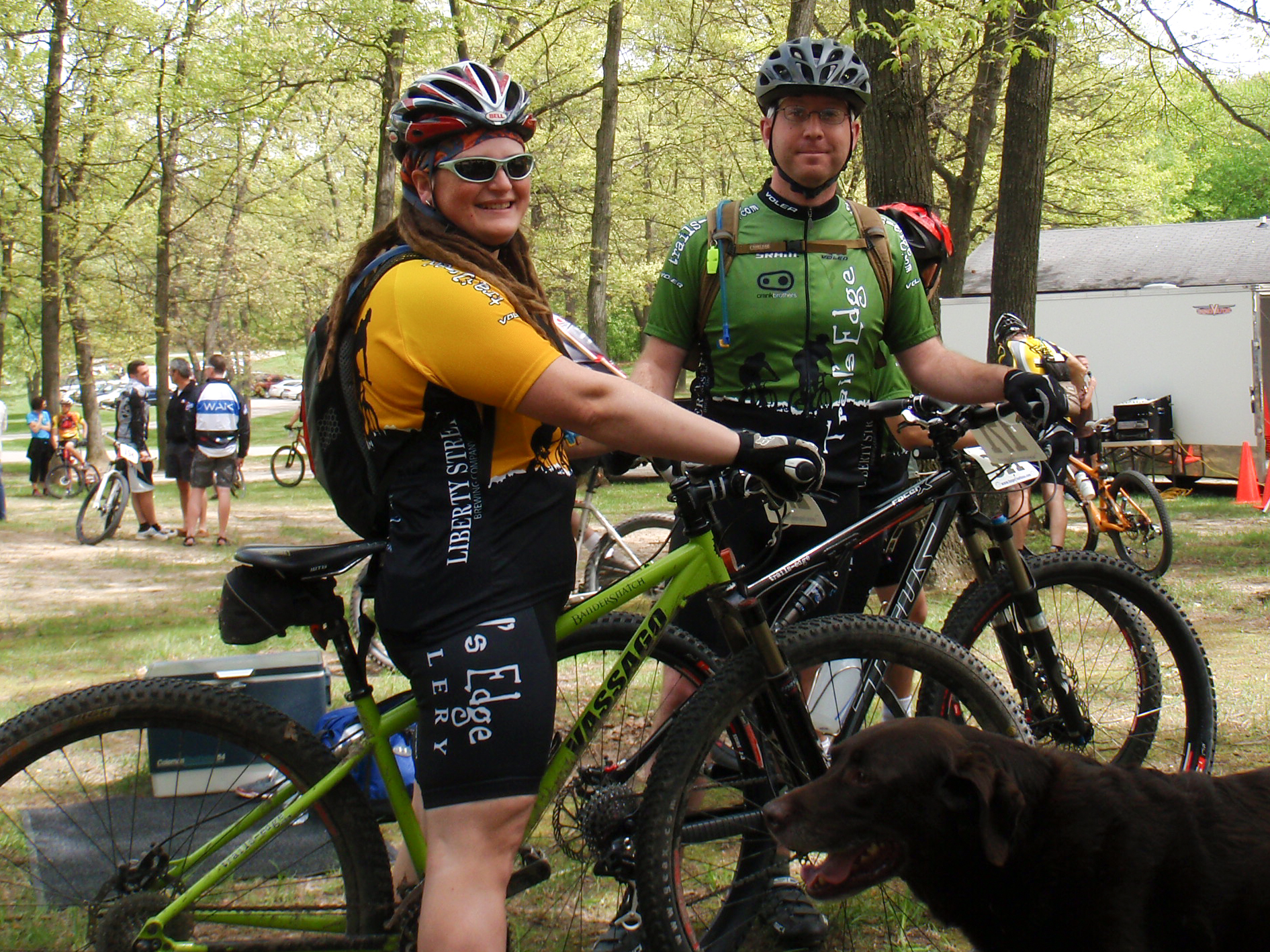 Marty and I before the start of the 6 and 12 Hours of Stony Creek race. Chili, Nick and Marty's dog, can be seen in the bottom of the frame.