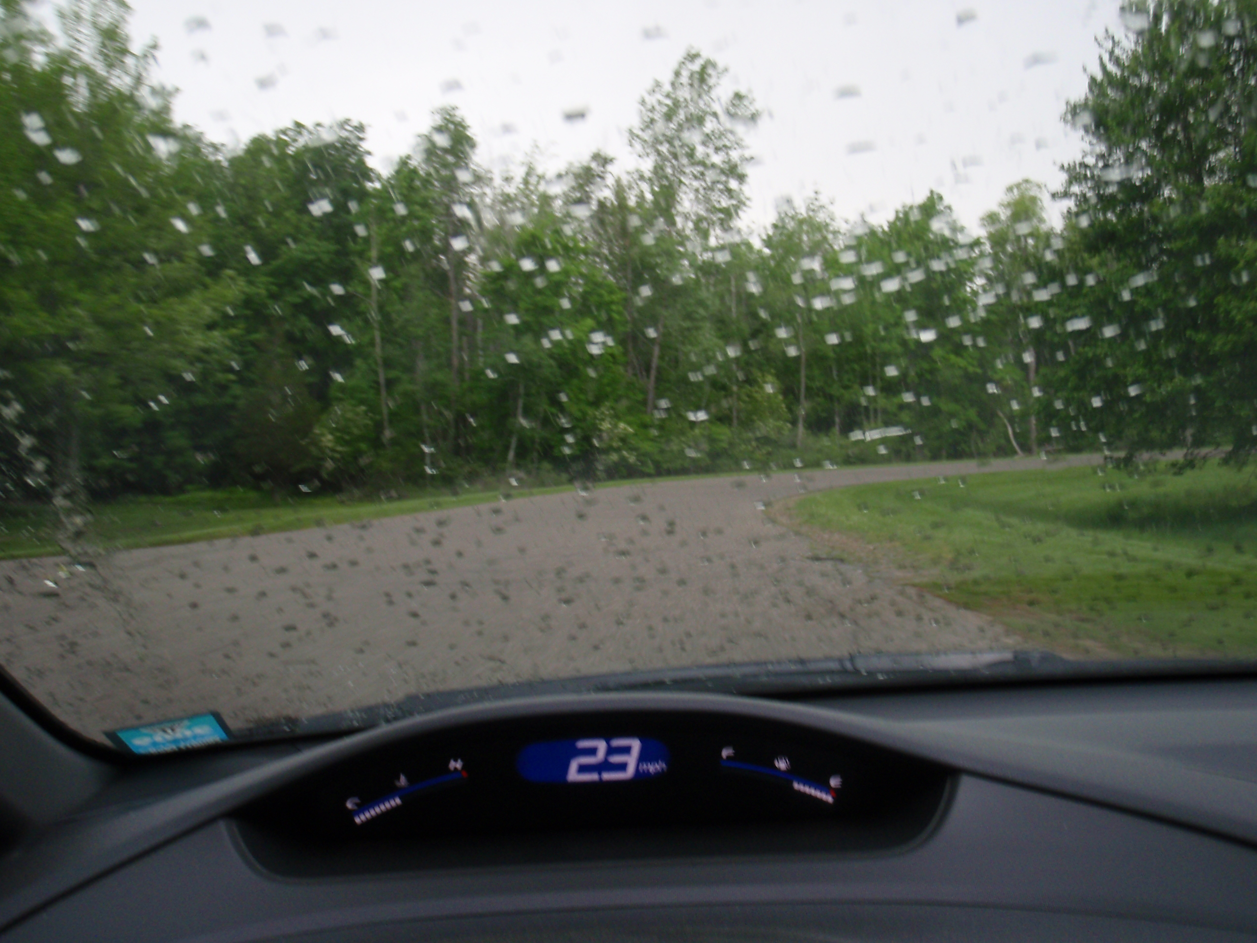 Downpour starting just as I returned to my car from an abbreviated biking session on the single track at Stony Creek.