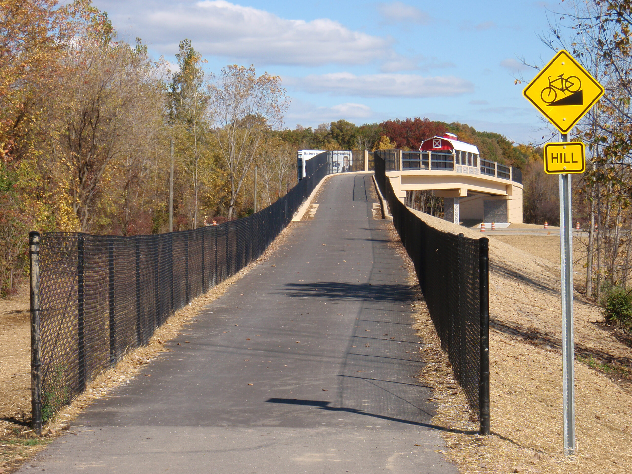 Approaching the new Macomb Orchard Trail bridge over M-53. (Riding to my parents house on 18-Oct.)