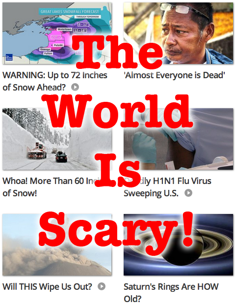 Fear-mongering headlines from The Weather Channel / weather.com on the morning of January 7, 2014.