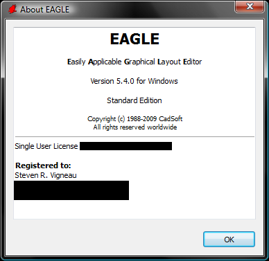 CadSoft EAGLE v5 Standard license. This will allow me to license 160mm x 100mm PCBs as I see fit.