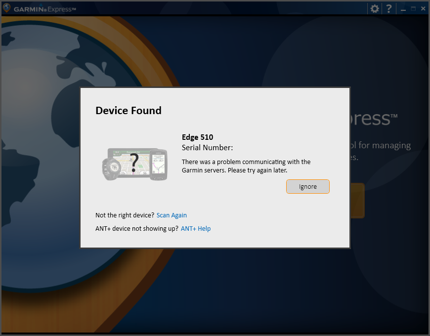 Garmin Express v3.2.4.0 failing to connect to the internet using a corporate network with an HTTP proxy due a lack of proxy settings.